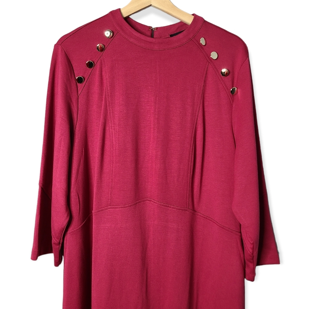 Eloquii Button Detail Raspberry Stretch Ponte Kni… - image 3